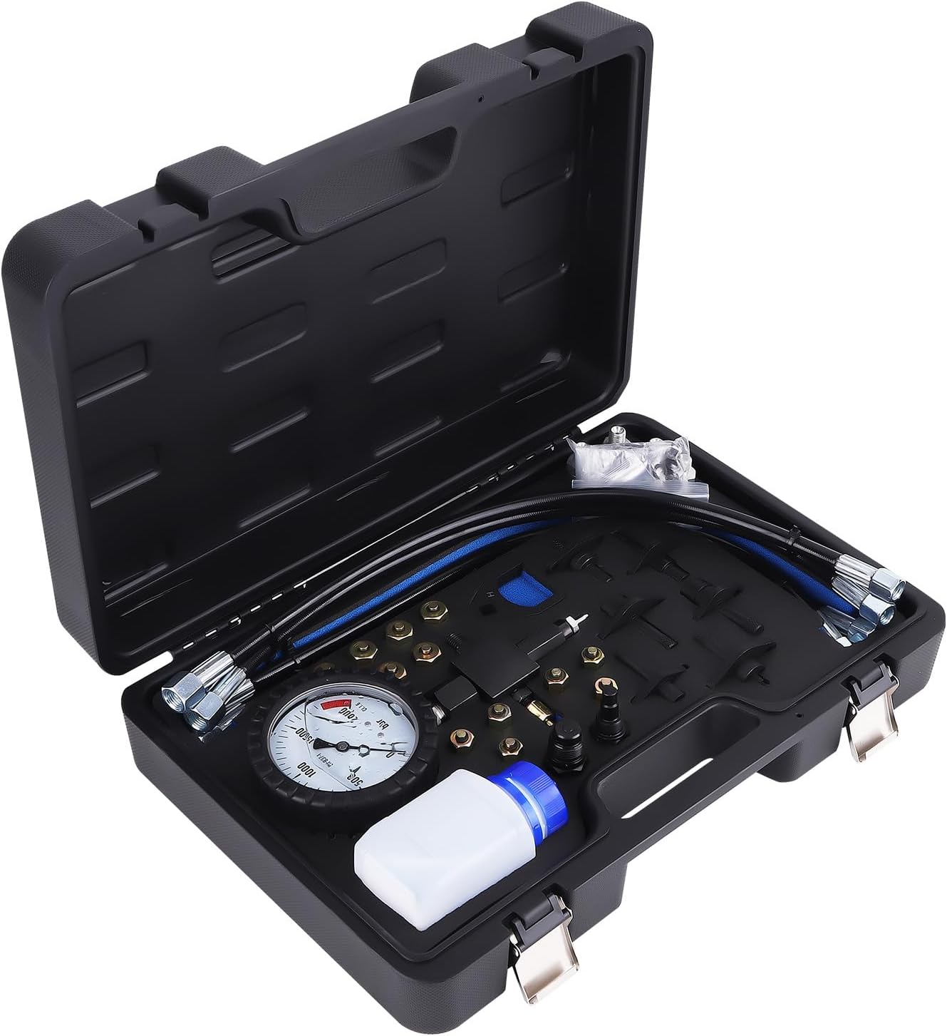 Common Rail Pressure Tester 2000BAR Diesel Engine Diagnostic Tool with 12 Plugs 9 Pump Regulators 4 High Pressure Hoses