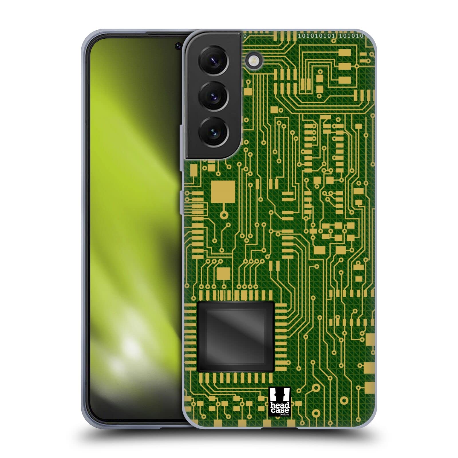 Head Case Designs Dark Green Circuit Boards Soft Gel Case Compatible with Samsung Galaxy S22+ 5G