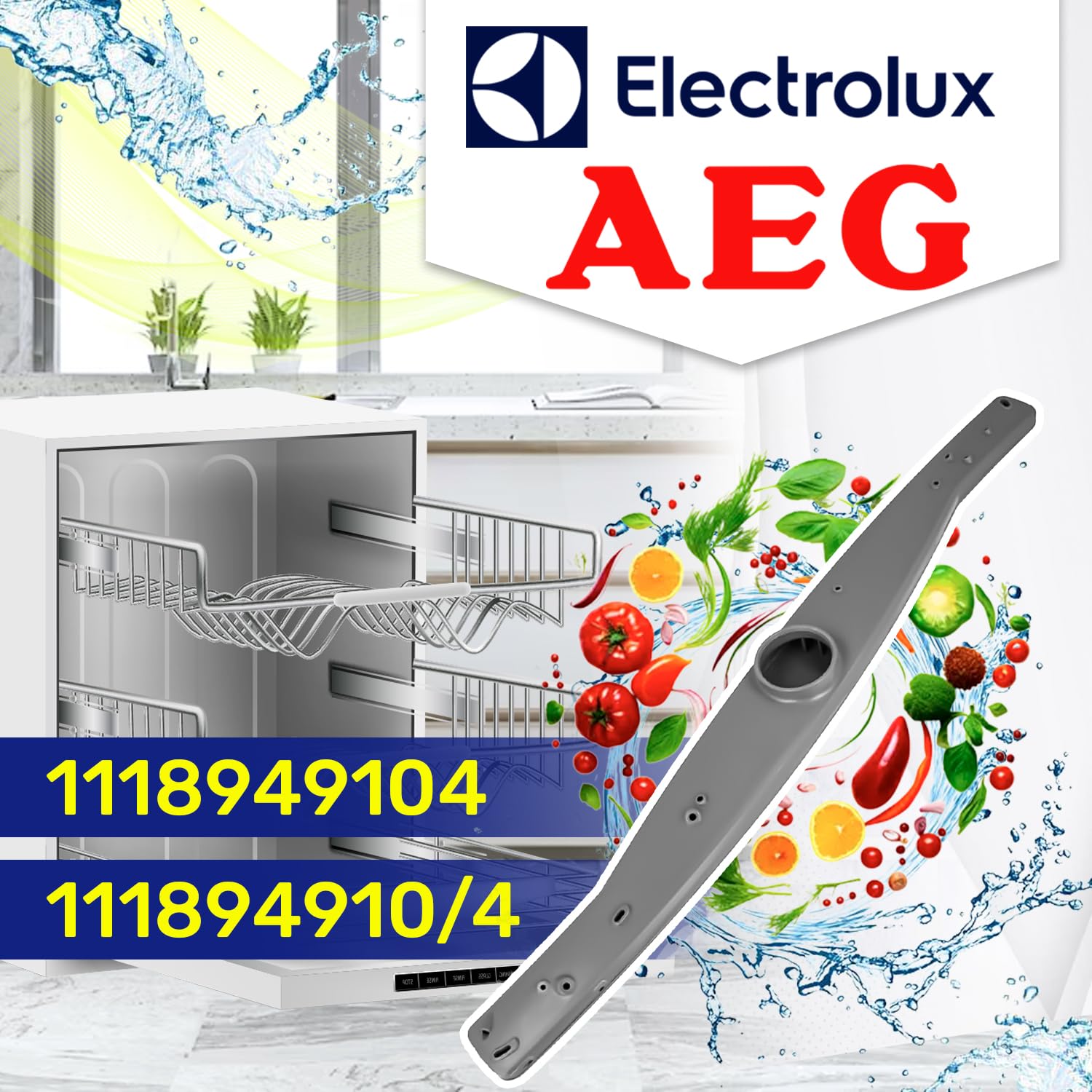 Oberer Sprüharm für Geschirrspüler 450 mm mit dem Originalcode 111894910/4 1118949104 für AEG Spülmaschine für Electrolux - MADE IN EU - Garantie 10 Jahre - MONTERAL