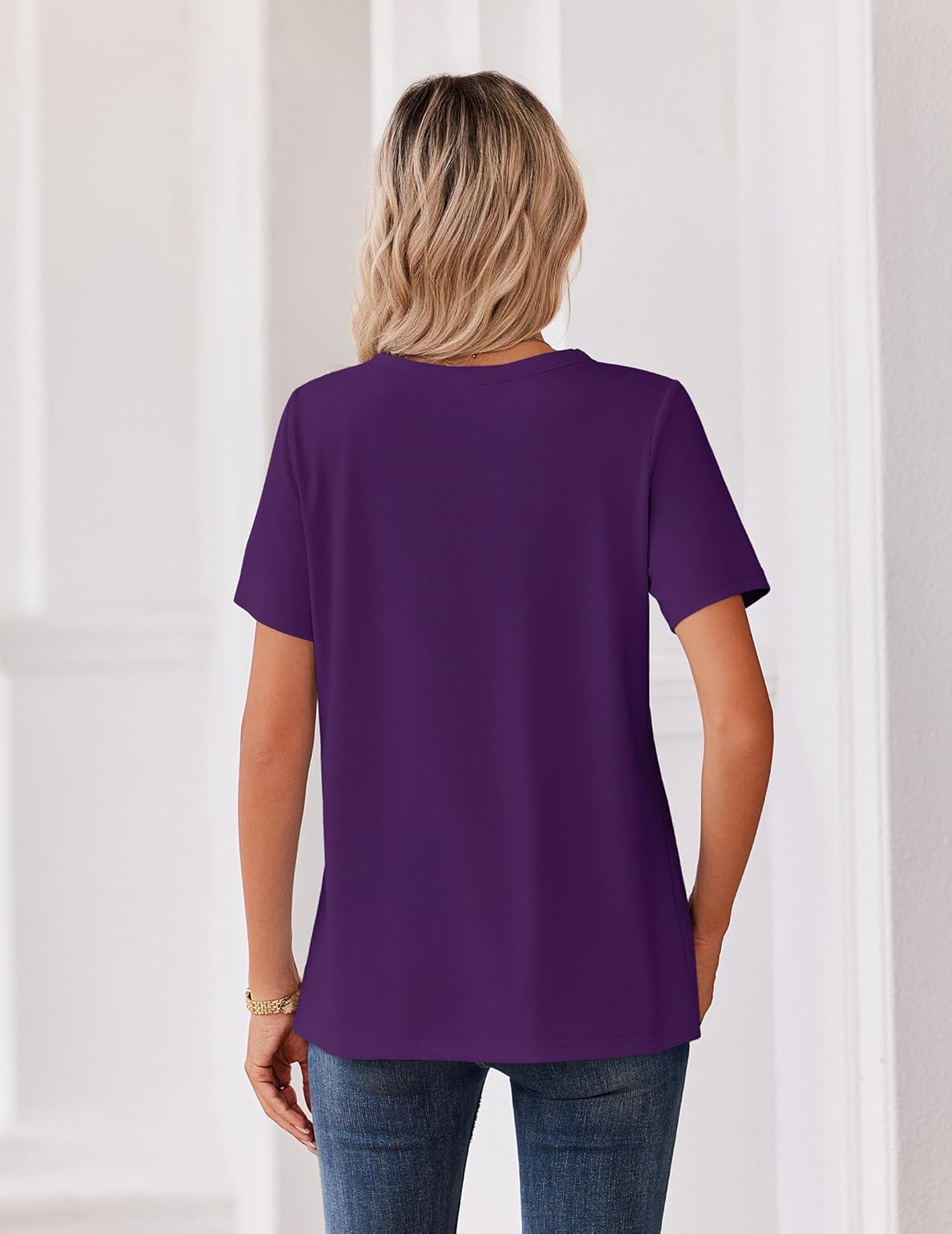 Zeagoo Womens Summer Tops V Neck Short Sleeve Shirts Dressy Casual Blouse Spring Vacation Tshirts Clothes - Image 5