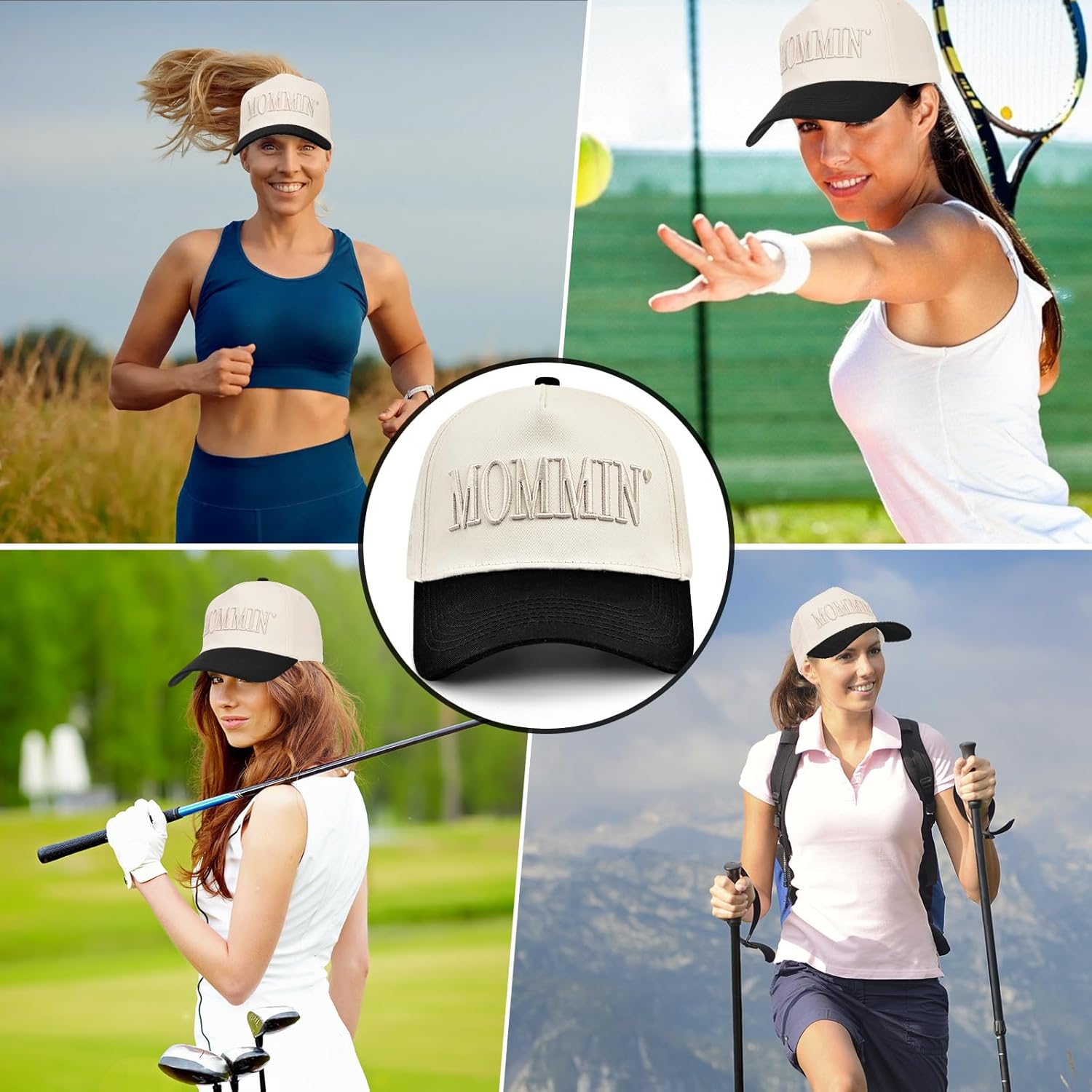 Mommin Trucker Hat | Vintage Two-Tone Women's Baseball Cap,with Mommin Embroidery Ponytail Fit,Outdoor and Daily Use - Image 9