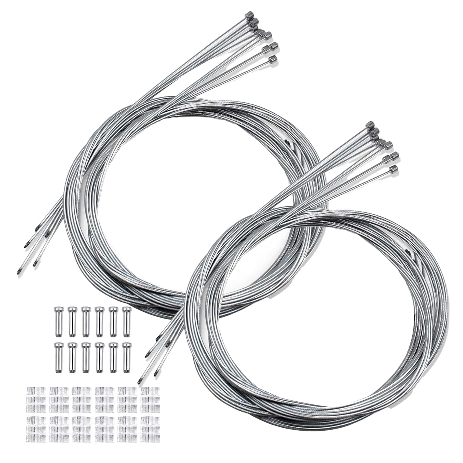 12PCS Universal Bike Shifter Gear Cables Set β 1.2mm x 2.1m Stainless Steel Shift Cables with End Caps & Ferrules for Mountain and Road Bikes