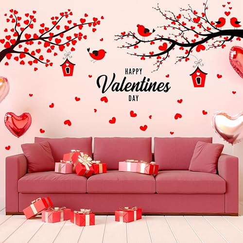 Miniatura 10 de Calcomanías de pared de 59.05 x 37.4 pulgadas, calcomanías de pared para el día de San Valentín, calcomanías de pared extraíbles de arco iris,