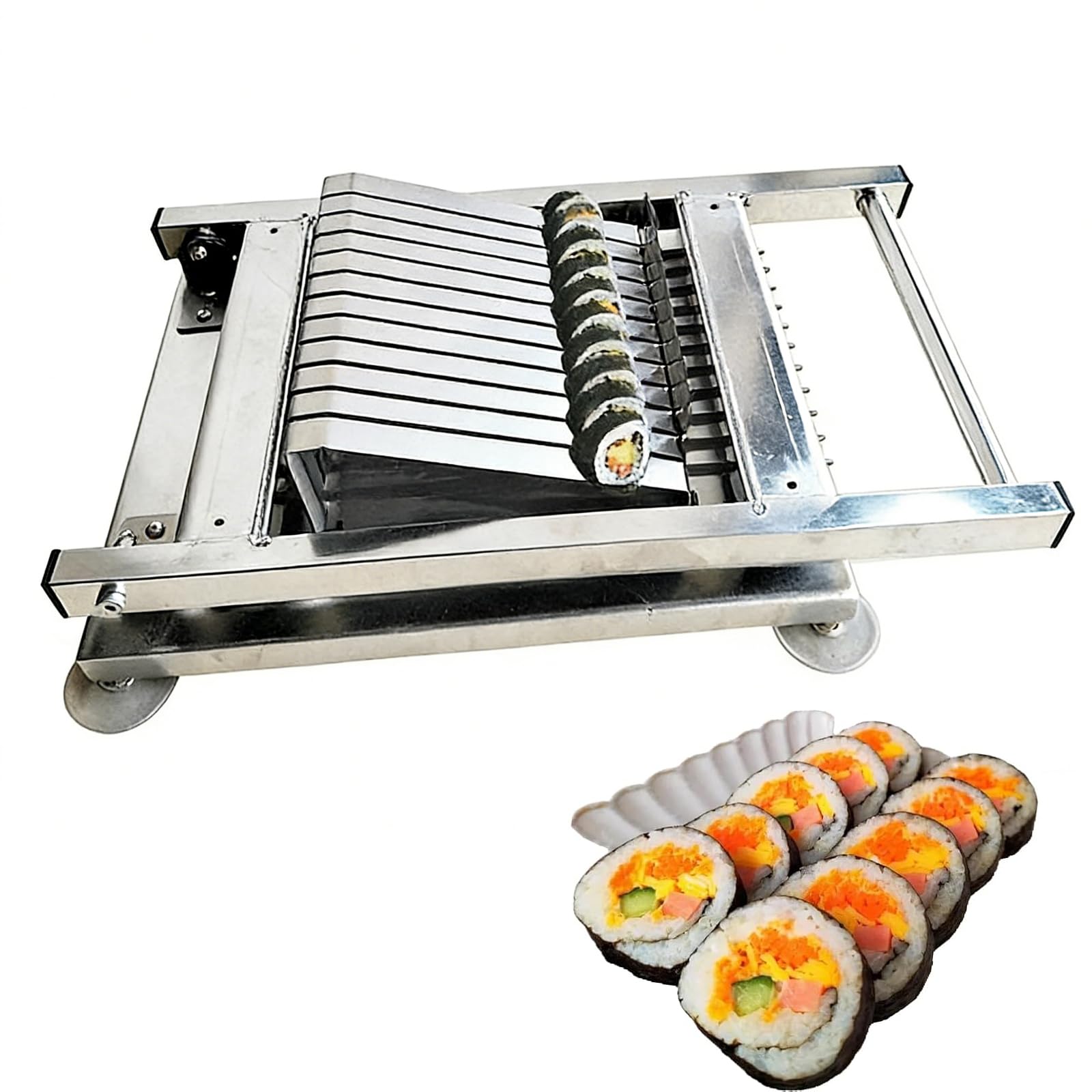 Krajalnica do sushi ze stali nierdzewnej, 10-segmentowa krajalnica do sushi do równomiernego cięcia, idealna do restauracji, barów przekąskowych i hoteli
