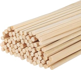 MECCANIXITY Wooden Dowel Rods, 5/32 x 12 Round Dowel Rod Wood Sticks, Bamboo Stick for Arts Crafts Photo Booth Props DIY Building Model, 100 Pack(4 x 30mm)