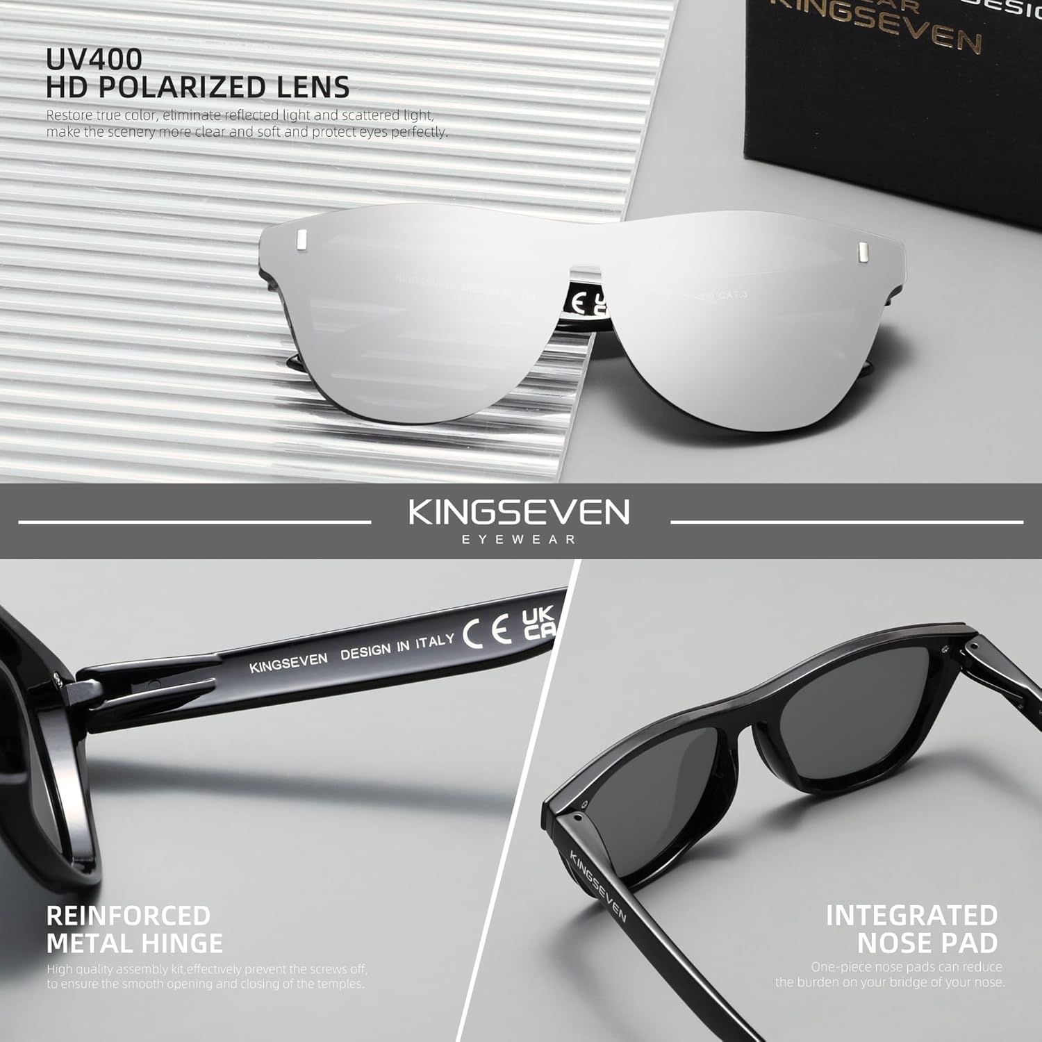 KINGSEVEN Polarized Sunglasses Men Women Retro Sun Glasses Outdoors Sports Cycling Fishing Mirrored Full Frame Eyewear 756