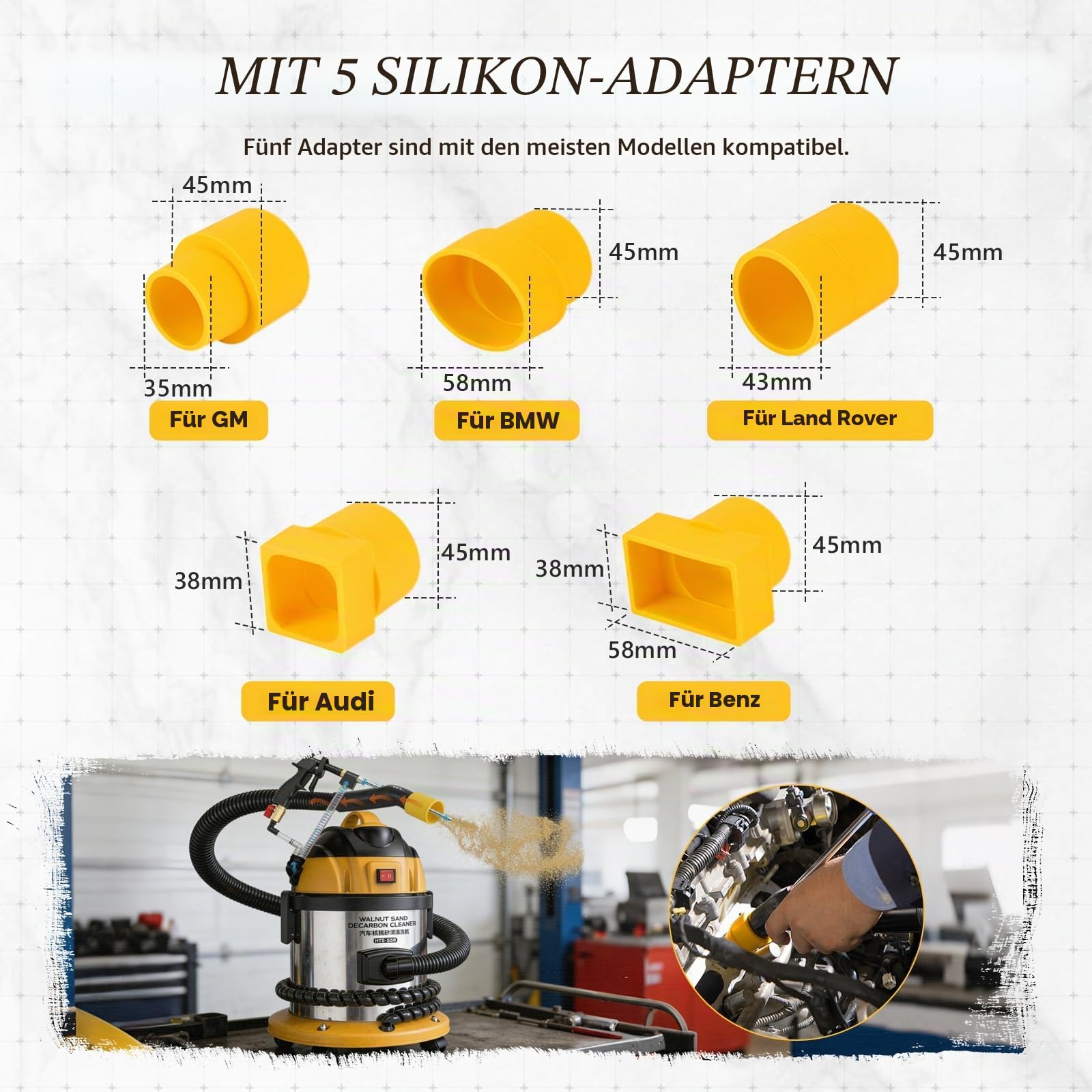 HTS558 Walnuss Strahlgerät 220V 1200W，13L Nussschalen Strahlgerät Sandstrahler, KFZ Ansaugrohr Ventil Reiniger mit Sandstrahlpistole zum Motorkohlenstoffentfernen undKraftstoff sparen