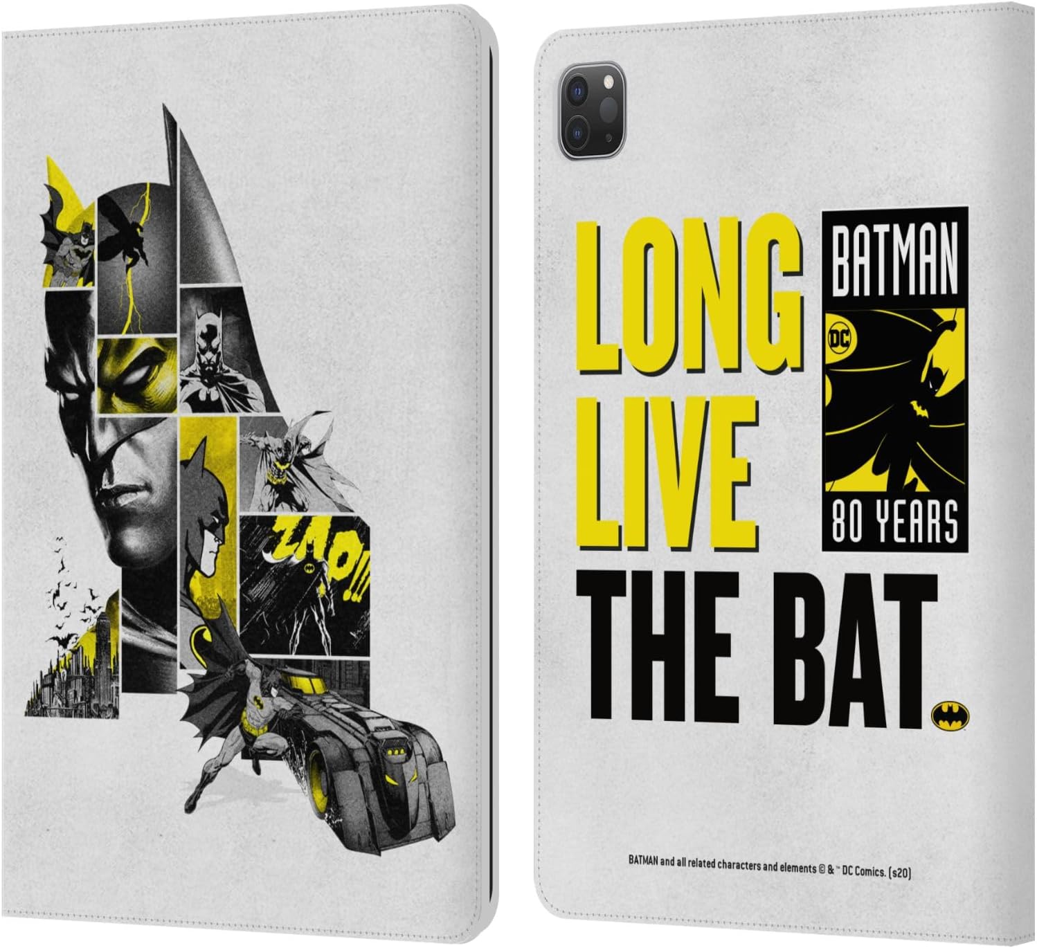 Head Case Designs Officially Licensed Batman DC Comics Collage 80th Anniversary Leather Wallet Case Compatible with Apple iPad Pro 11 2020/2021 / 2022