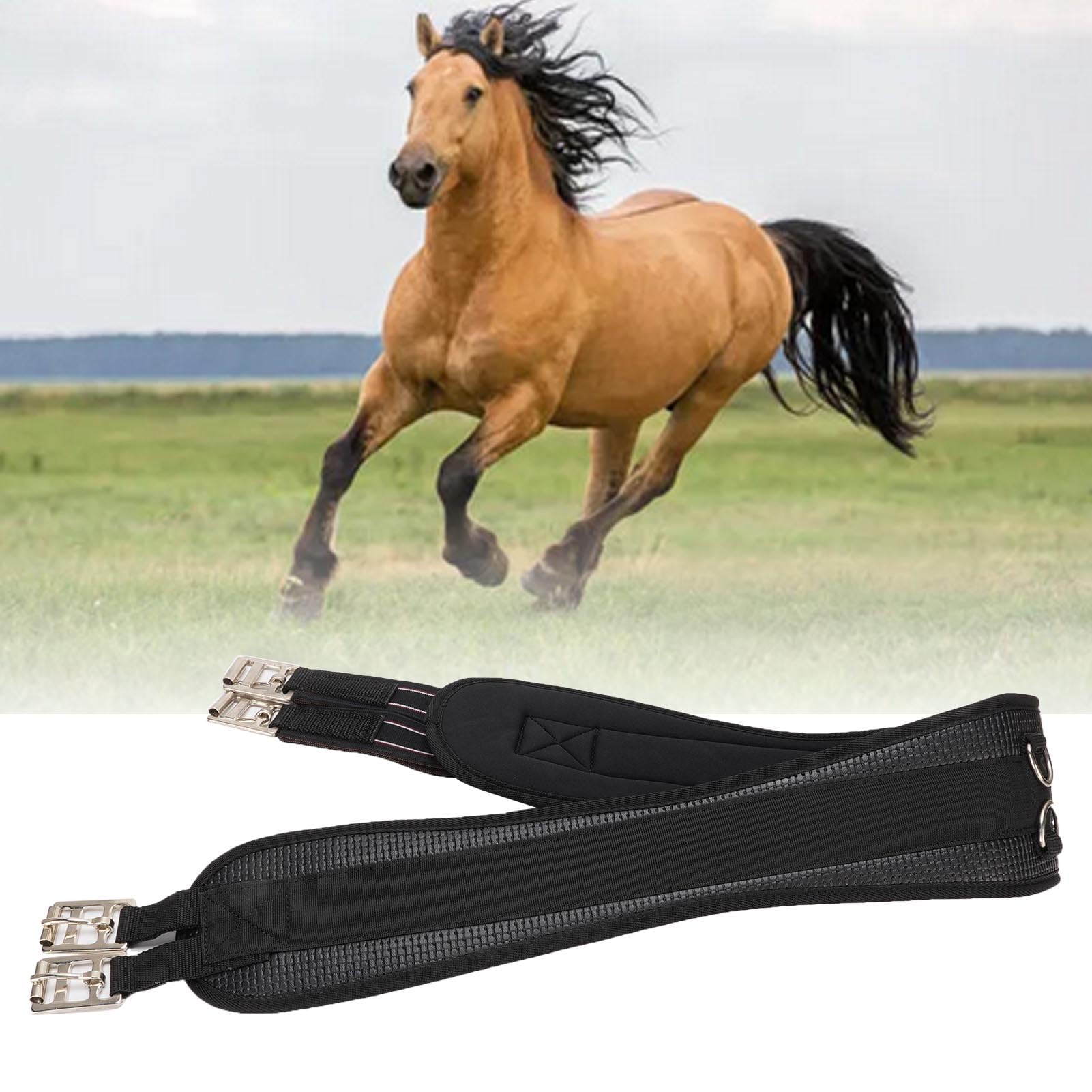 EMUKOEP Cintura da Sella per Cavallo Regolabile con Robuste Fasce Elastiche, Comoda Fibbia a Rullo, per Passeggiate Piacevoli