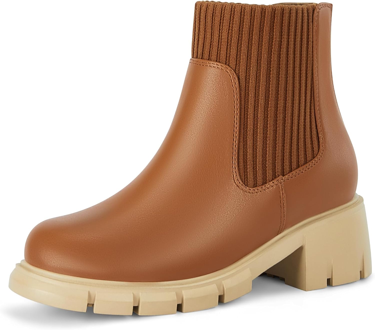 Coutgo Girl Boots Kids Ankle Boots Back Zipper Round Toe Chelsea Platform Elastic Short Booties Snow Boots for Little Kids/Big Kids
