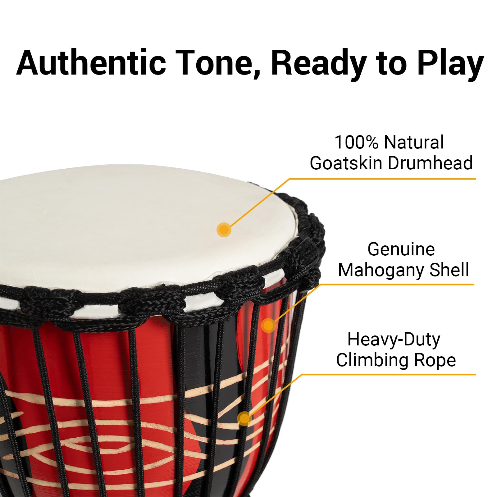 Djembe Drum, MOSEN Africa Drum Hand-Carved 8'' x 20'' Mahogany Goat skin DrumAhead for Adults Beginners(8 inch)