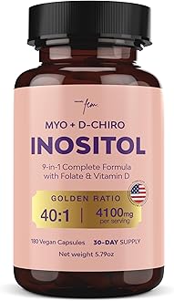 QSTA Myo-Inositol & D-Chiro Inositol Supplement for Women 4100mg (40:1 Ratio) – 9-in-1 Hormonal & Metabolic Support with Folate, Vitamin B6, B12, D3, Zinc & Chromium