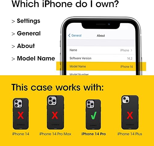Miniatura 2 de OtterBox Paquete para iPhone 14 Pro (solamente) funda de la serie Commuter (negro) y protector de pantalla antimicrobiano Amplify Glass