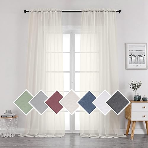Miniatura 235 de OVZME 2 paneles de cortina traslúcidas para ventana, 96 pulgadas de largo, para dormitorio, diseño de bolsillo superior para cortinero, tratamiento
