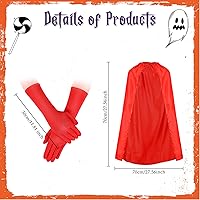Vista 2 de 2 piezas de capa roja y guantes para niños, capas de Halloween para niñas, capa de bruja, vestido elegante para Halloween, cosplay, disfraz, fiesta