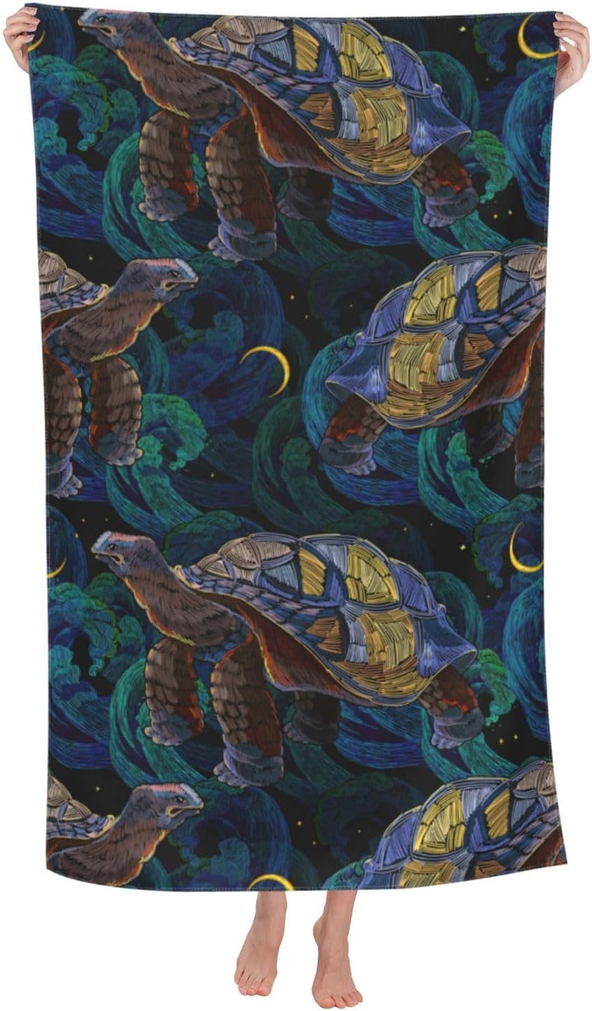 Turtle Beach Towel Sea Turtles Large Microfiber Bath Towel Gifts for Women Ocean Funny Sand Free Quick Dry Travel Towels for Yoga Sports 32″ x 53″ Sea Tropical Art