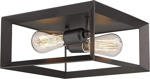 Miniatura 8 de Emliviar 3040-2 BK - Lámpara de techo empotrada de 2 luces, 11 pulgadas para dormitorio, acabado negro con marco de aluminio, 3040-2 BK