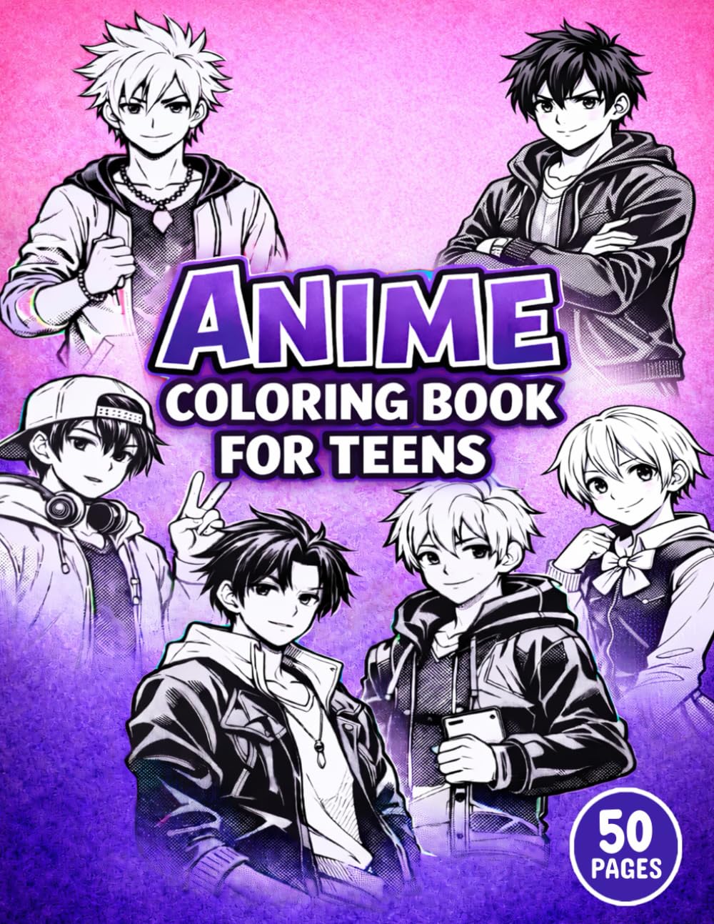 Anime Coloring Book For Teens: 50 Pages Of Japanese Anime And Manga Art Characters and Scenes - Kawaii Characters Coloring Adventure for Teen Girls & Boys