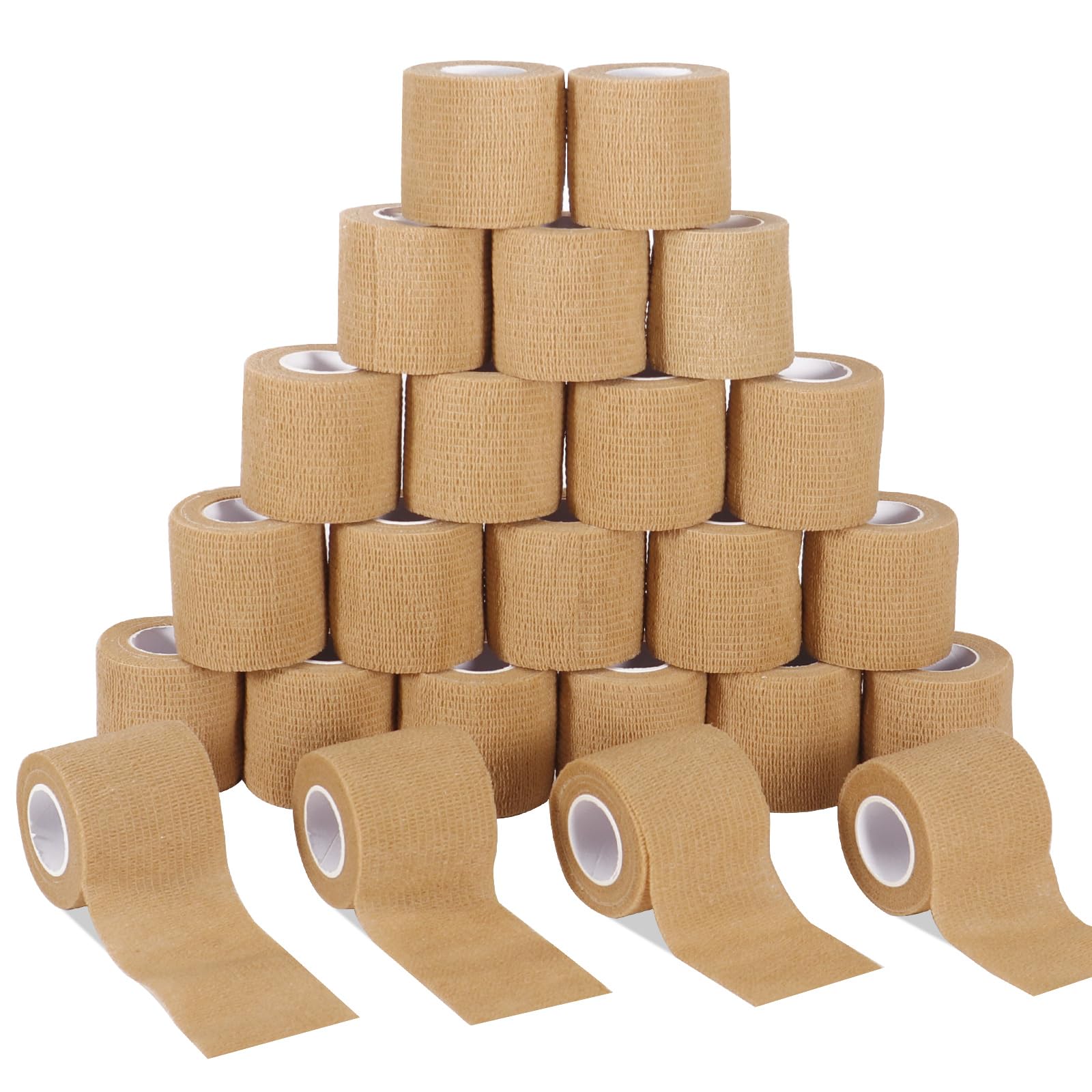 LDIWEE 24 Pack Self Adhesive Bandage Wrap, 2" X 5 Yards Cohesive Bandage Wrap Medical Tape Elastic Vet Wrap Grip Tape for First Aid, Sports, Ankle,