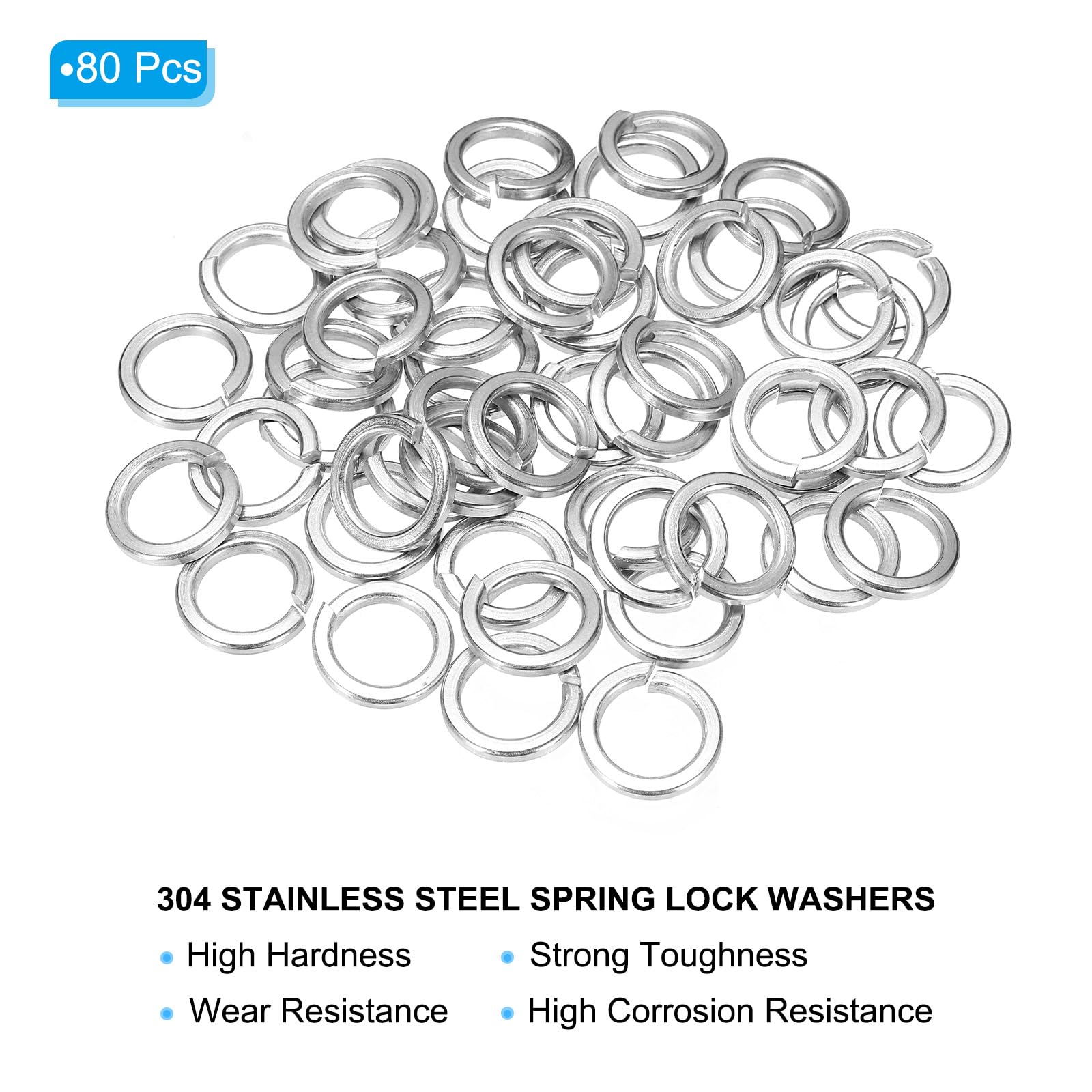 PATIKIL 1/2" Spring Lock Washer, 80 Pack 304 Stainless Steel Split Lock Washer Elastic Gasket Lock Metal Washers for Screws Bolts - Image 3