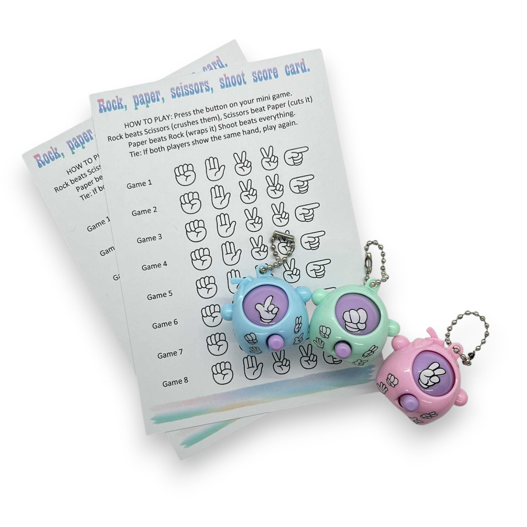 Rock Paper Scissors Shoot Novelty Toy Game Party Bags Stocking Filler Secret Santa Bulk (5 x toys and score cards)