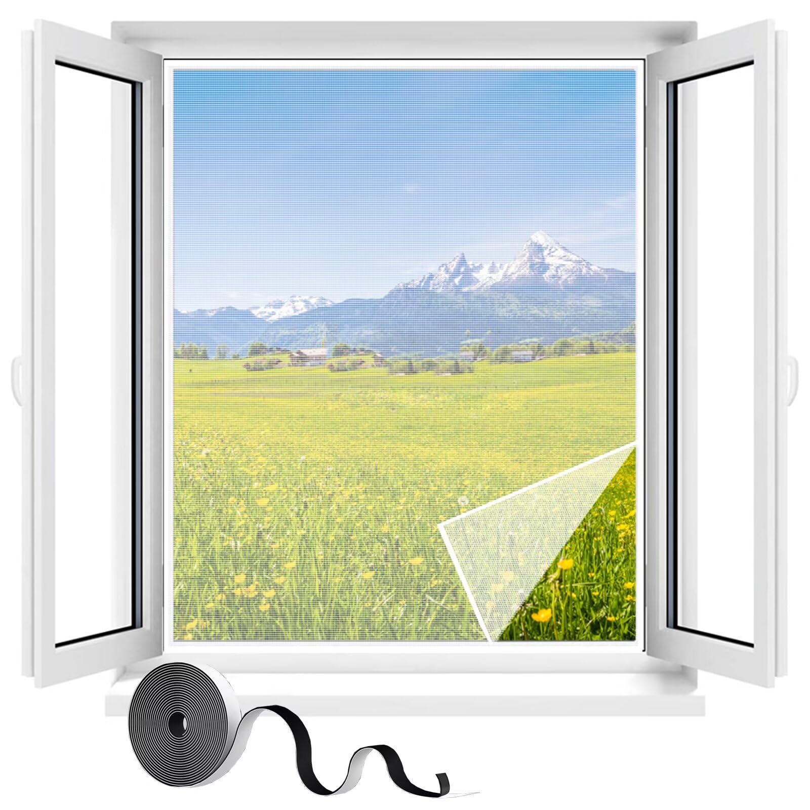 Hoiny Mosquito Net For Windows,3 Packs DIY Self-Adhesive Window Screen