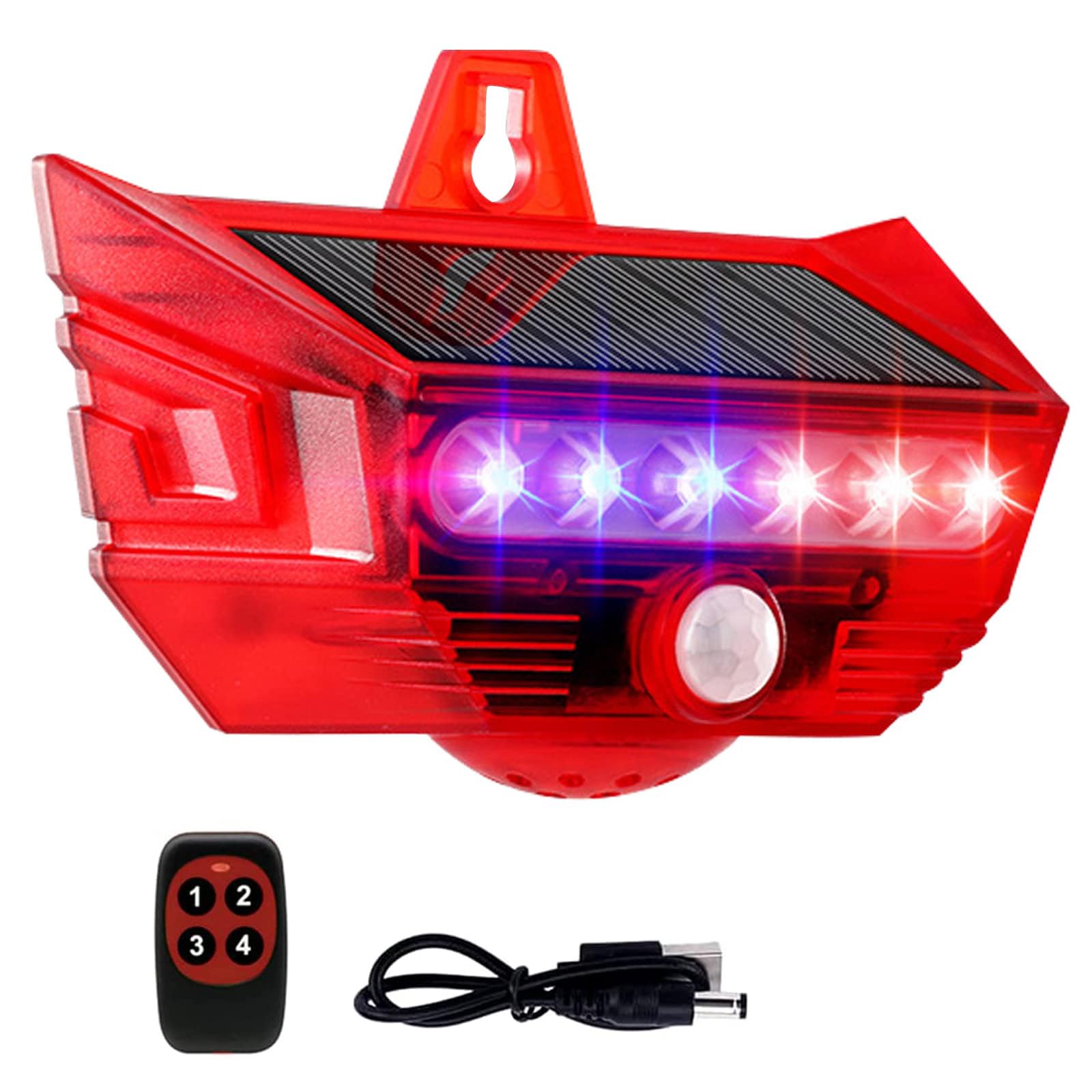 Excefore Solar Strobe Light, Enhanced Outdoor Motion Sensor Alarm with Remote, 4 Mode Motion Flashing Sensor Siren, IP65 Waterproof, 129dB Warning Sound for Home Yard Garage Barn