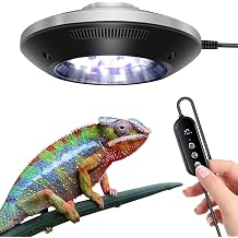LED UVB Light for Reptiles, 8W UVA UVB Lamp Timer Switch, Adjustable Brightness, Ferguson Zones 1-4, Energy-Efficient, UVI Lamp for Bearded Dragons, Chameleon, Lizard, Snake, Gecko Silver