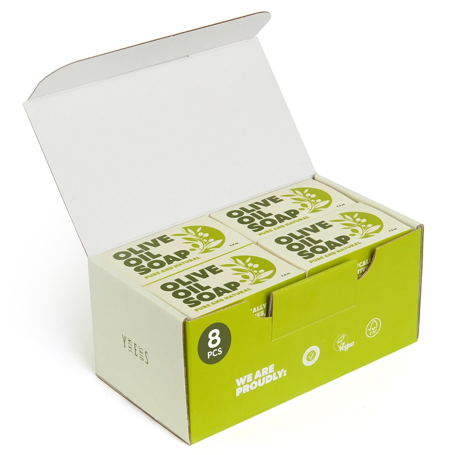 Olive Oil Soap Bars – Set of 8 – Organic Bar Soap – Moisturizing, Gentle on Skin, Rich in Antioxidants – Ideal for Sensitive Skin, Kids, Men, and Women – Perfect for Everyday Use