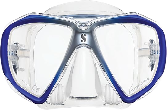 SCUBAPRO Spectra Scuba Mask with Ultra Clear Dual Lens and EZ Equalize Nose Pocket for Diving, Clear/Blue/Silver