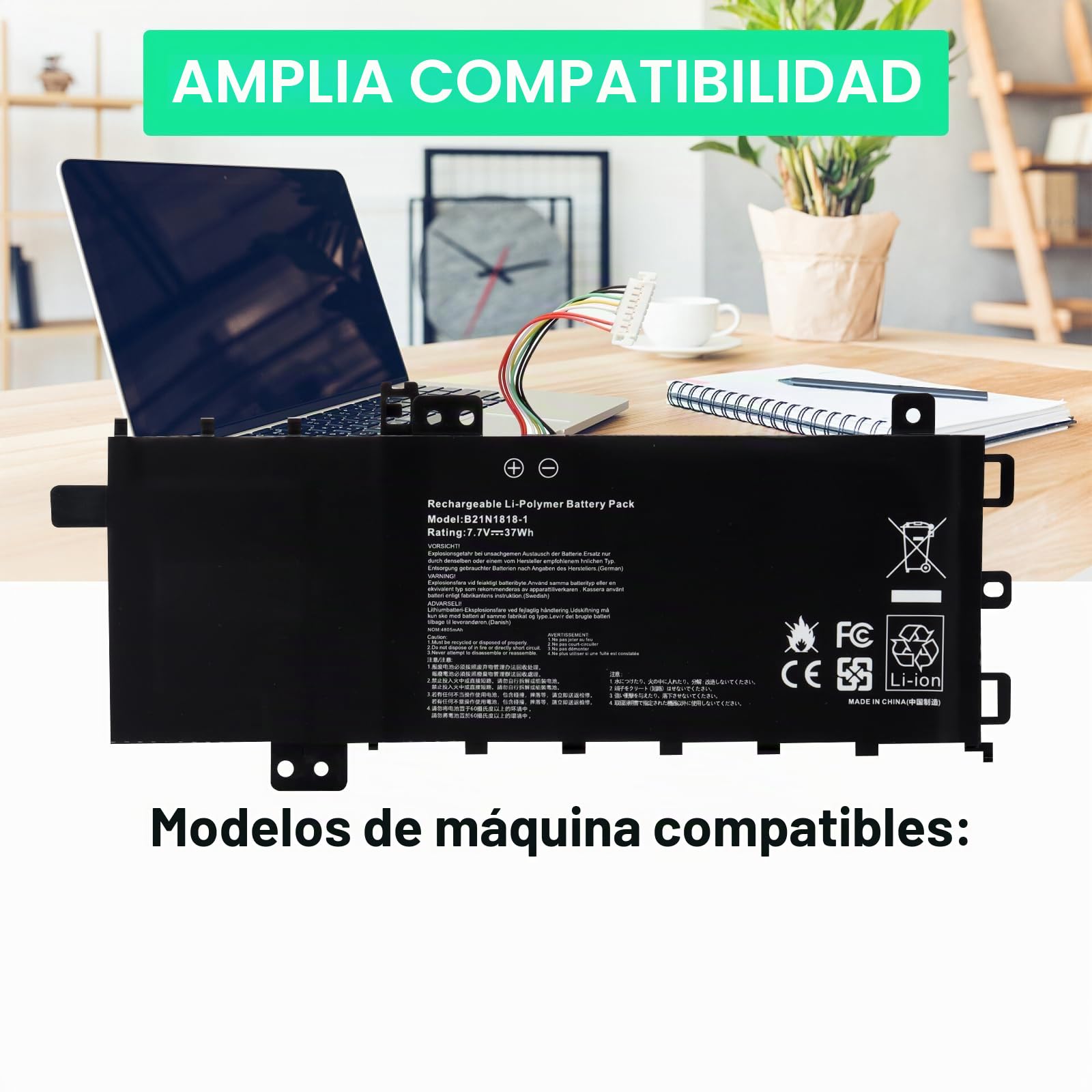 C21N1818-1 B21N1818-1 Batería para ASUS VivoBook 15 F512FA F512DA F512JA X512D X512DA X512J X512JA F512FB F512FJ F512FL F512UA X512FA X512FB X512FJ X512FL X512JP 2ICP7/54/83 [7.7 V/37 WH]