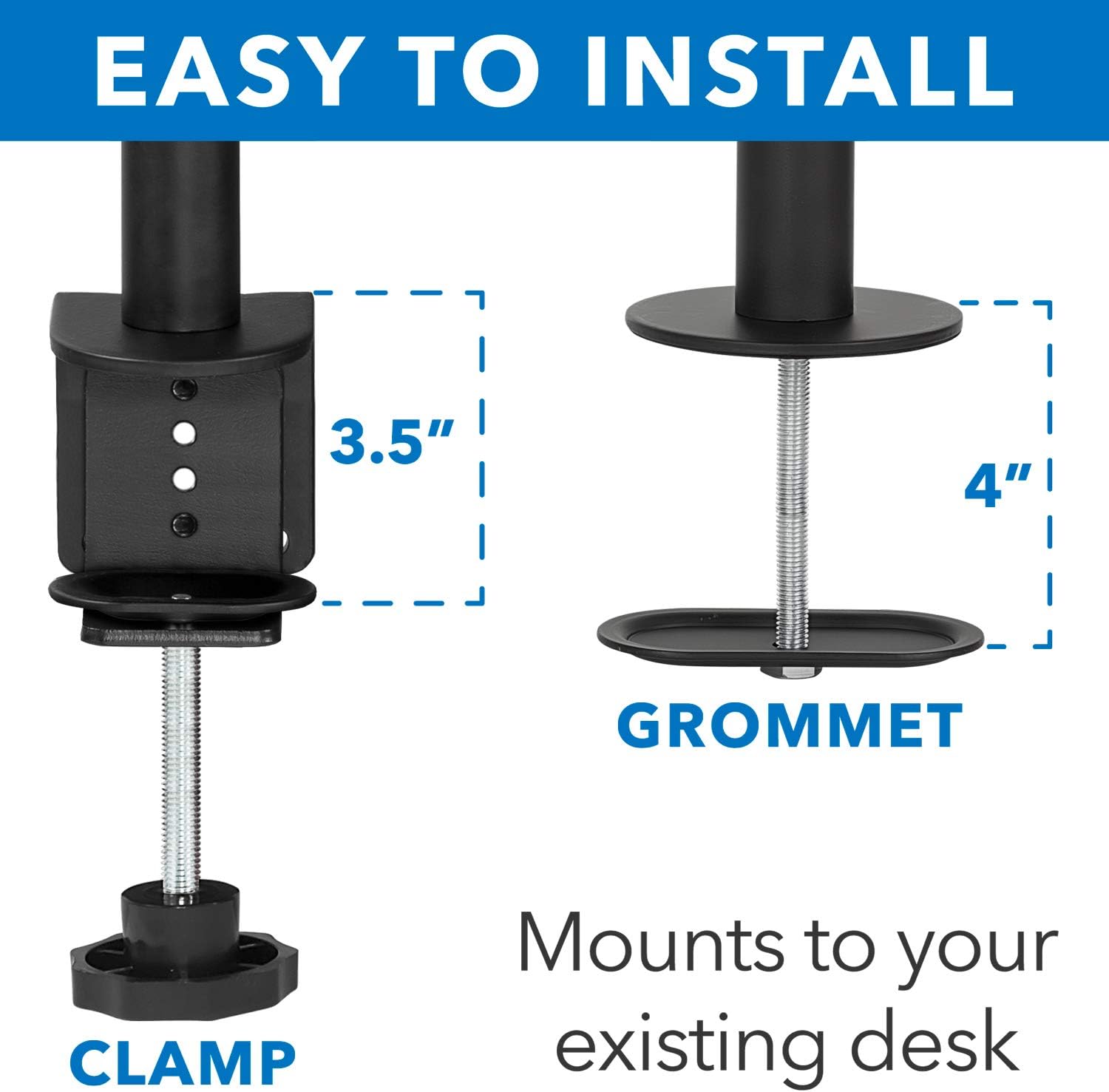 Mount-It! Single Monitor Desk Mount with Clamp Base | Full Motion Computer Display Mounting Arm, VESA 75 100 Fits Monitors 24, 27, 30 and 32 Inches