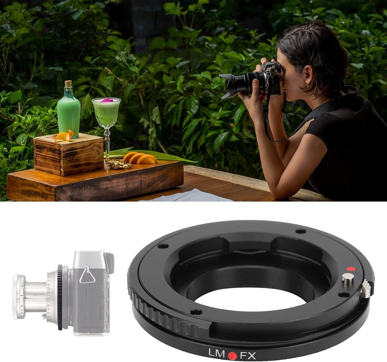 070 Portable Aluminum Alloy LM‑FX Zoom Adapter Ring Lens Mount Adapter to for Fuji X Mount/Leica L Mount Lens Camera