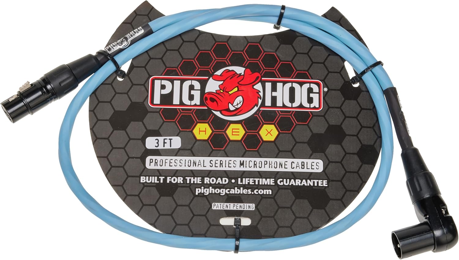 Pig Hog PHMH3DBR Hex Series, 3ft Right Angle Mic Cable, Daphne Blue