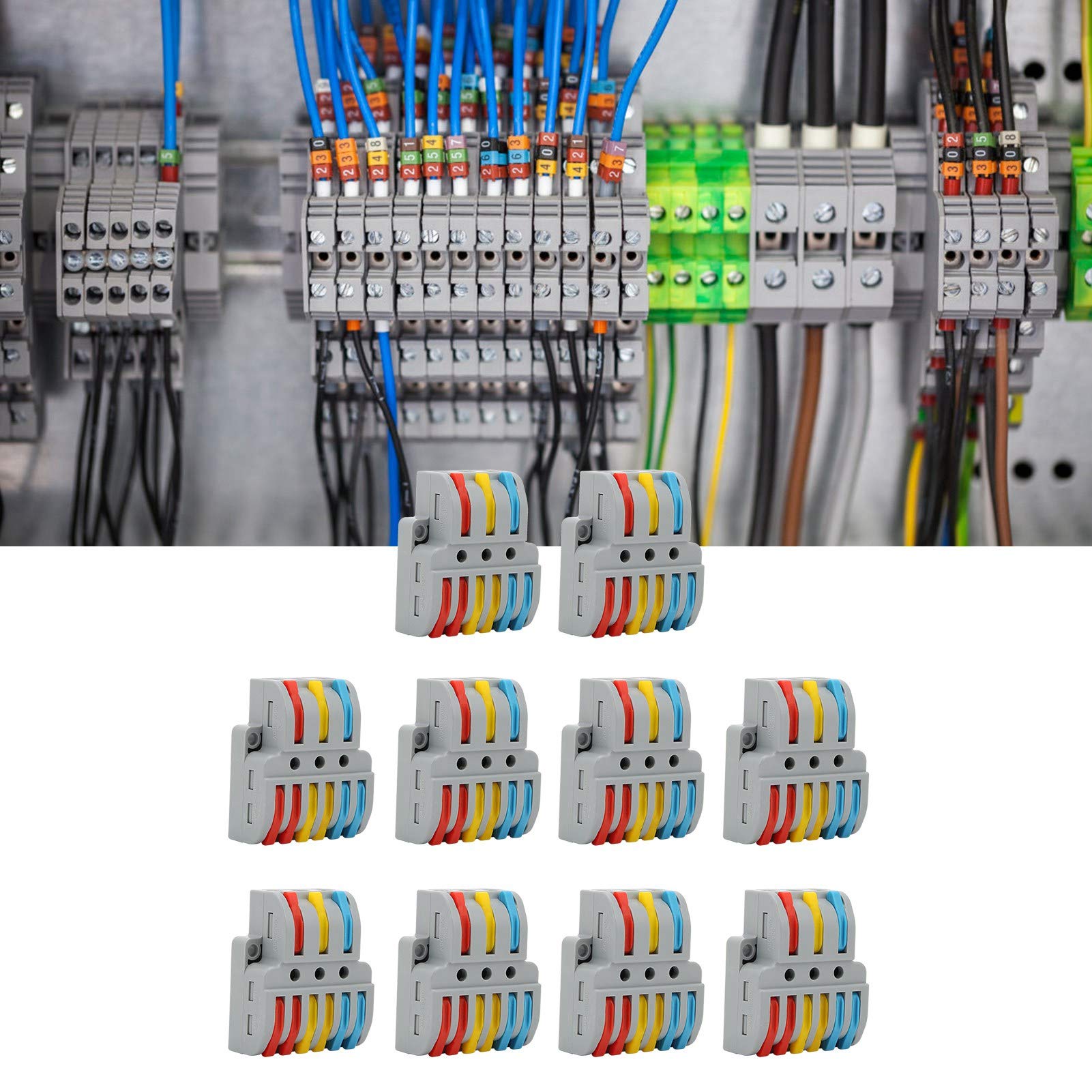 Connecteur de fil rapide 10 pièces, 3 entrées et 6 sorties Connecteurs électriques de câblage rapide couleur LT-633 Borne à pince de bloc de fils