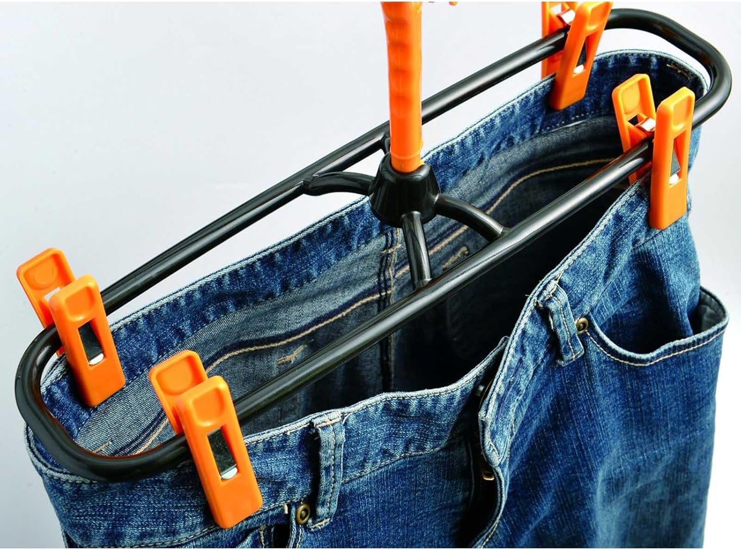 Sawafuji GP-36 Expandable and Dryable Jeans Hanger, Set of 2, Black/Orange