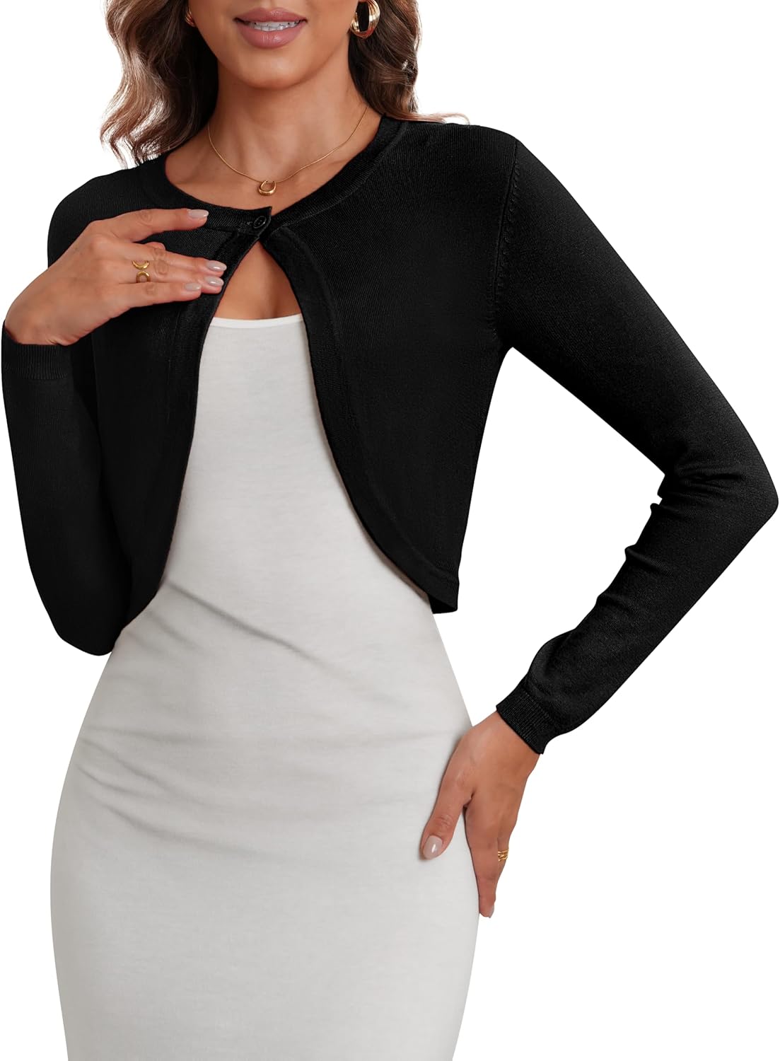 Women's Cropped Cardigan Sweater Long Sleeve Knit Bolero Open Front Shrug for Dresses, S-XL - Image 3
