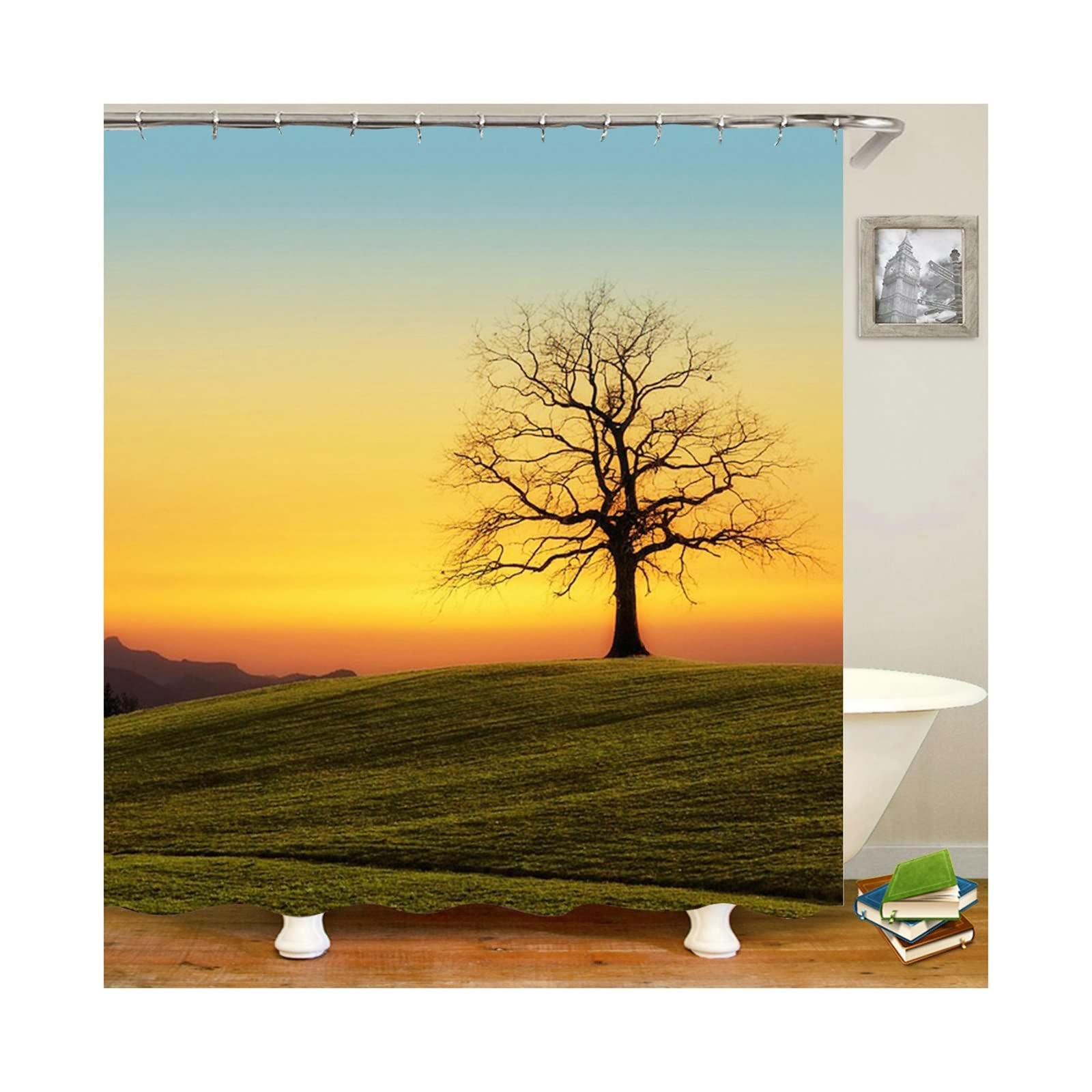Rideau de douche en polyester épais avec anneaux grand format 165x200 cm
