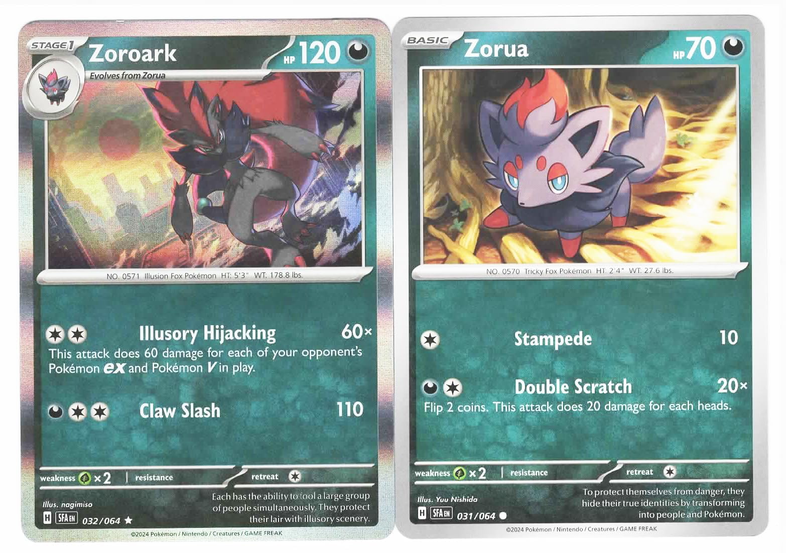 Zoroark 032 064 - Shrouded Fable Pokemon Card Lot - Rare