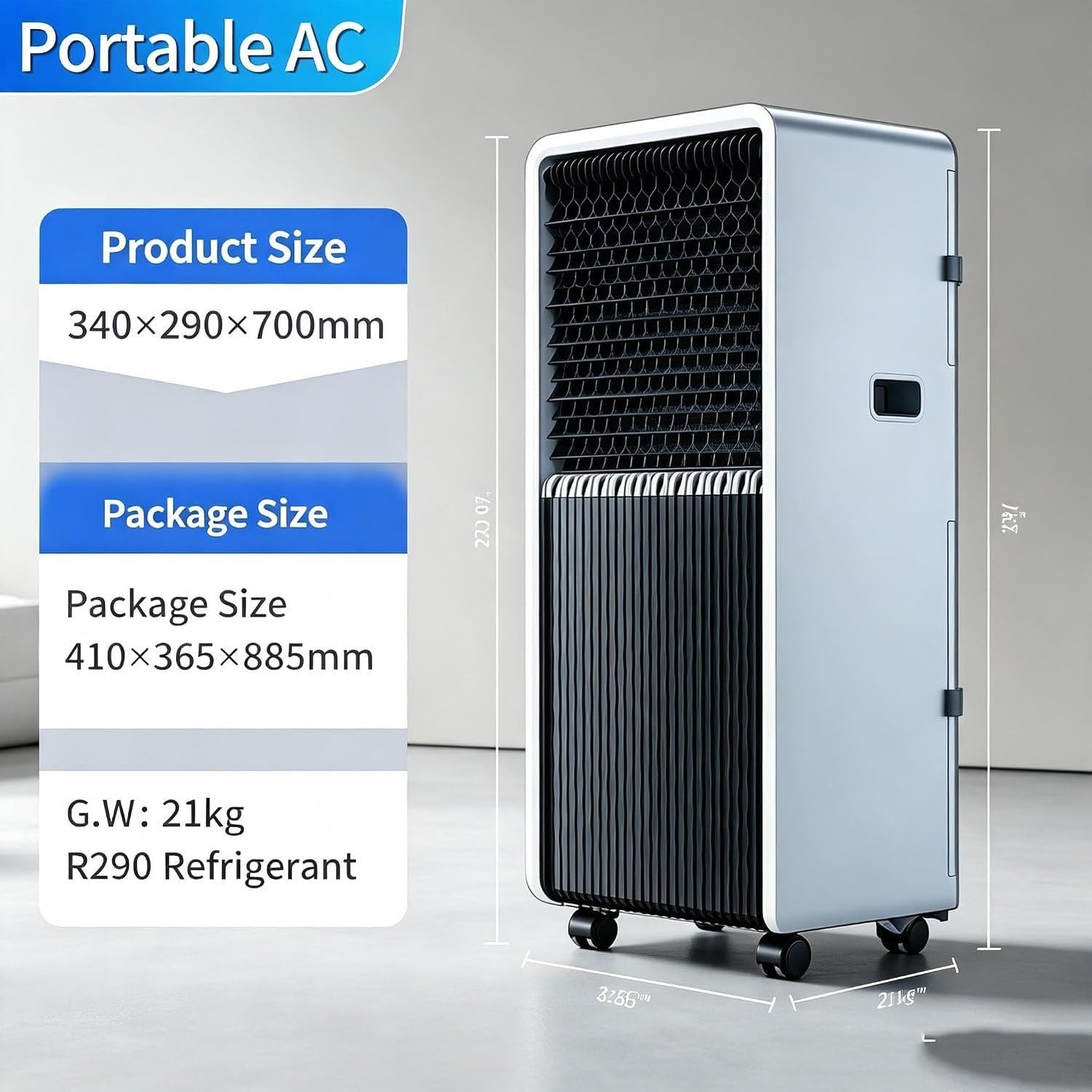 Aire Acondicionado Portátil 14000 BTU Frio y Calor 2 en 1, Unidad de Enfriamiento con Ruedas para Salon y Oficina, Equipo Compacto Auton portatil de Piso, A+12000 BTU, A+12000 BTU