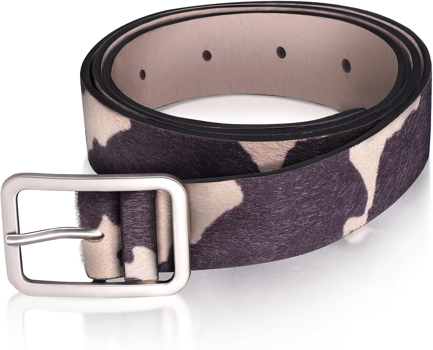 SUPVOX Cow Print Women's Fashion PU Leather Belt, Leather Cowgirl Belt, Stylish Outfits Accessories for Jeans & Dresses (1.14x39.3 Inch)