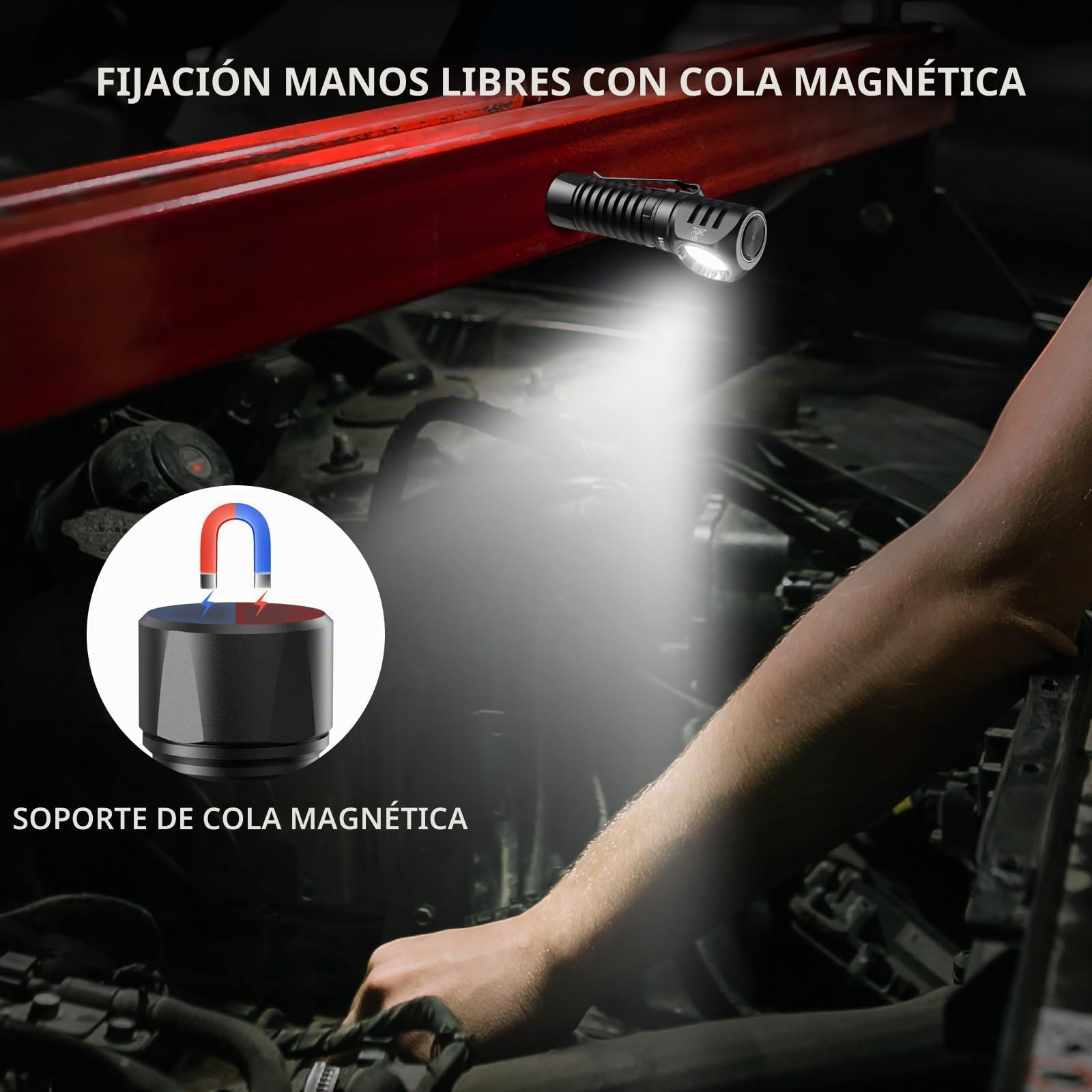 Wurkkos Linterna LED recargable HD12 EDC con imán, minifaro rojo AA de 850 lúmenes, ideal para aventuras en interiores y exteriores, senderismo y acampada (5000 K)