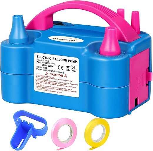 FLSEPAMB Elektrische Ballonpumpe 600W mit 2 Modi und 4 Düsen