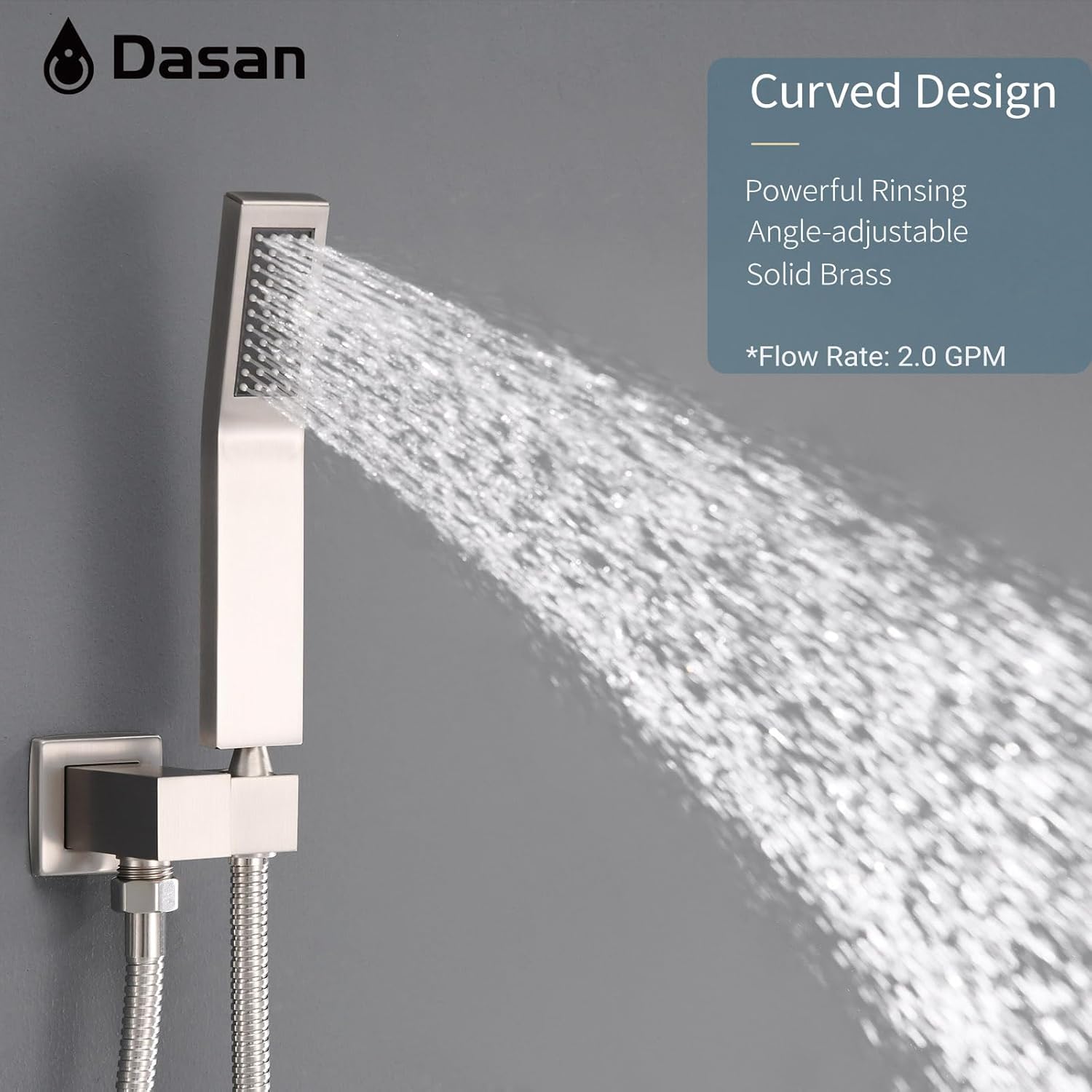DASAN Full Body Shower System with 6 PCS Body Spray Jets & 12'' Rain Overhead Shower & Handheld, In-Wall Rain Shower System Brushed Nickel Shower Faucets Sets Complete with Valve, SA-SS03ABN-S12W
