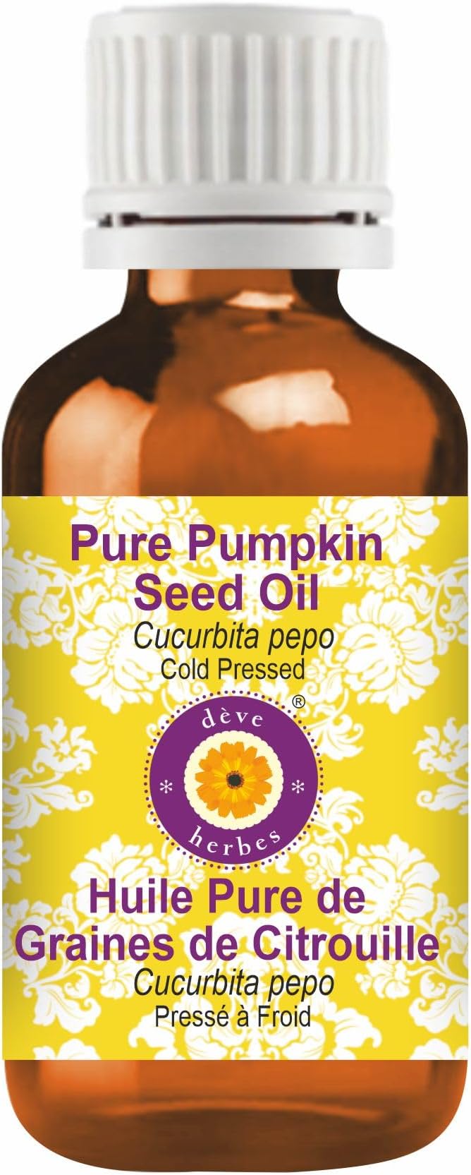 Deve Herbes Pure Pumpkin Seed Oil (Cucurbita Pepo) Cold Pressed Natural Therapeutic Grade 30ml (1 oz)