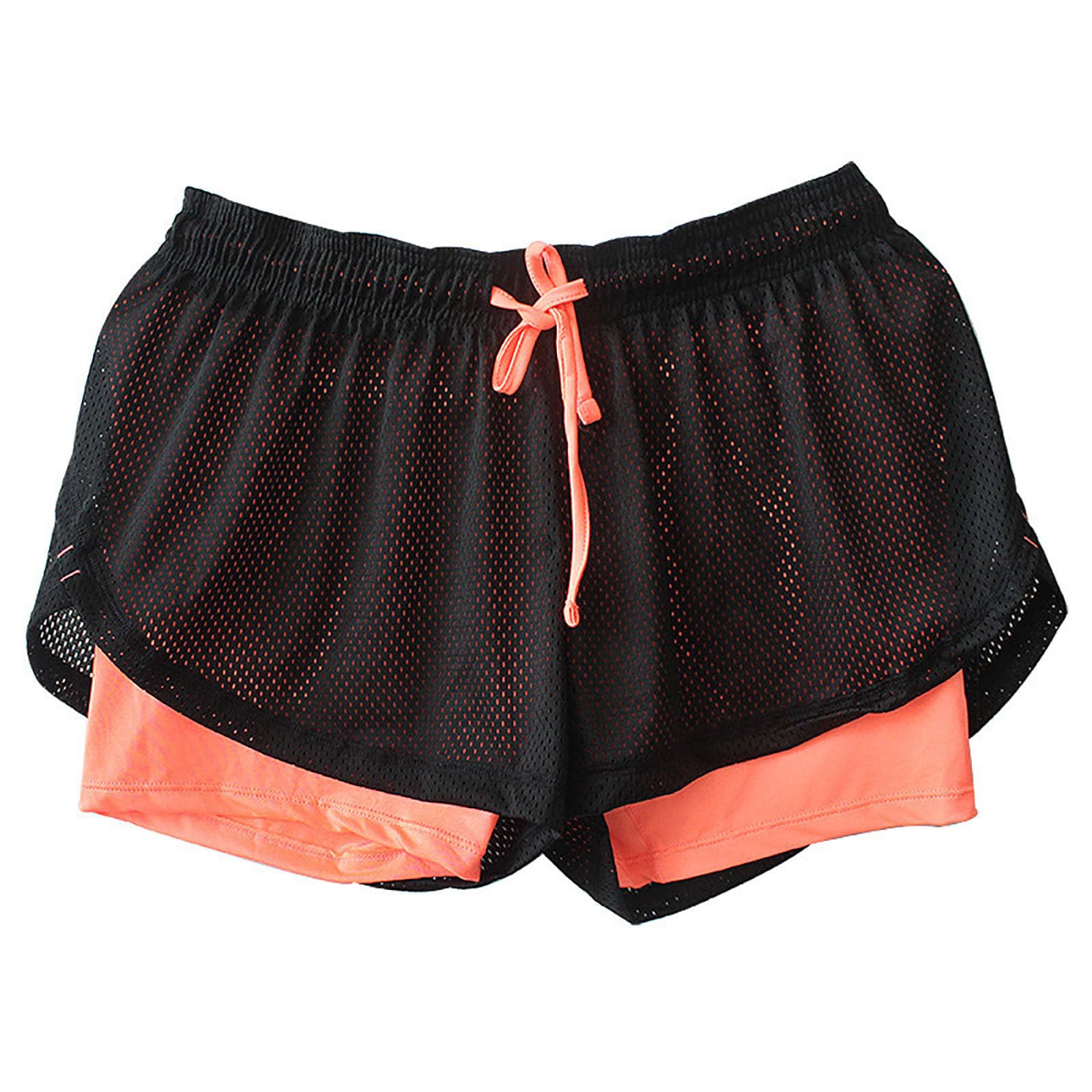 Keepink Running Shorts Womens 2 in 1 Gym Shorts Casual Lightweight Mesh Double Layer Bottoms Quick Dry Sports Tennis Gym Workout Bottoms Ladies Short Leggings Comfy Jogging Pants