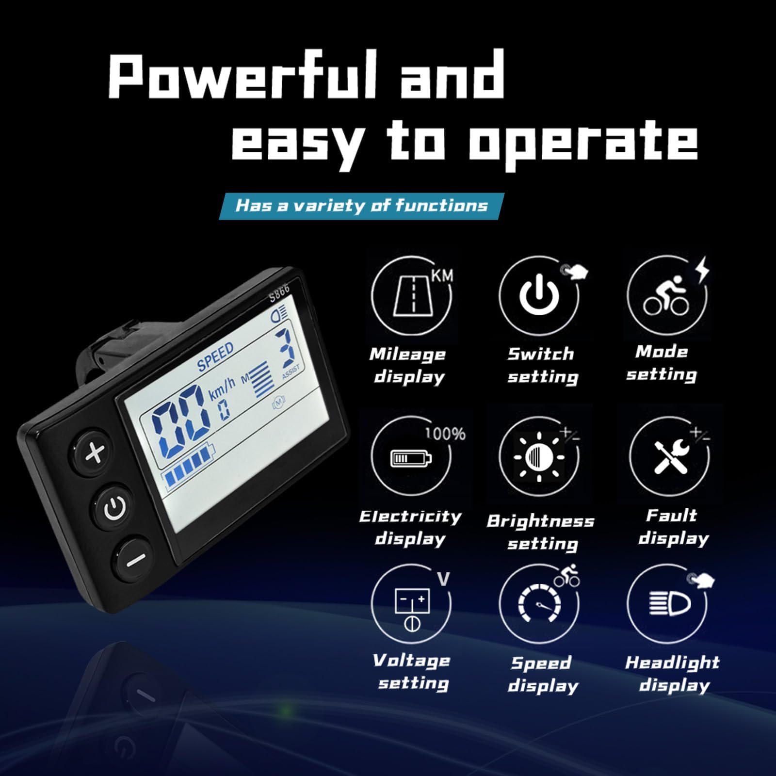 Kunray Contrôleur de Moteur brushless 24-48 V avec Affichage LCD - Contrôleur de vélo électrique Double Mode 24 V 17 A - pour vélo électrique - Kit de contrôleur sans balais