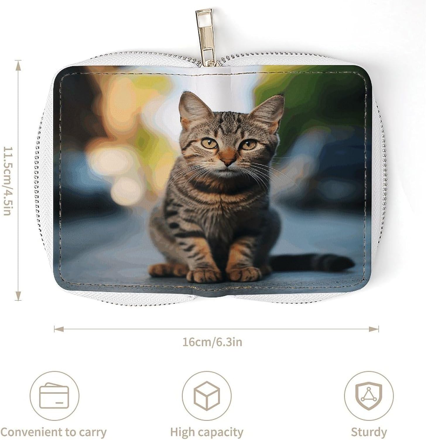 Brown Tabby Kitten Card Holder RFID Blocking,Credit Card Wallet for Women And Men,Card Case Organizer Bag with Zipper