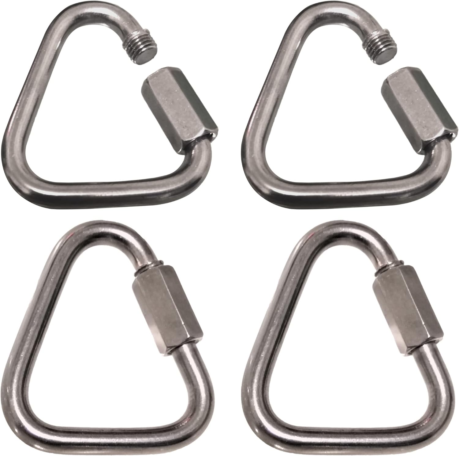 4 Pack 2.2 Inch Quick Link Triangle,Quick Links Stainless Steel Triangle Carabiners Marine Grade, silver