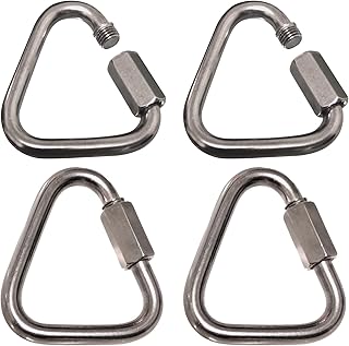 4 Pack 2.2 Inch Quick Link Triangle,Quick Links Stainless Steel Triangle Carabiners Marine Grade, silver
